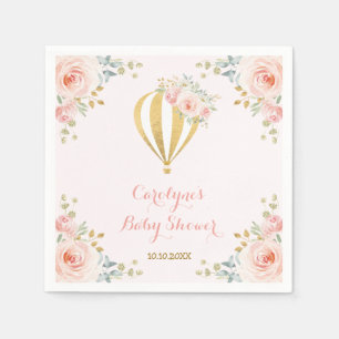 Soft Pink Hot Air Balloon Adventure Baby shower Servet