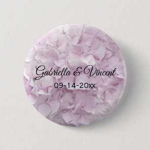 Soft Pink Hydrangea Floral Wedding Ronde Button 5,7 Cm