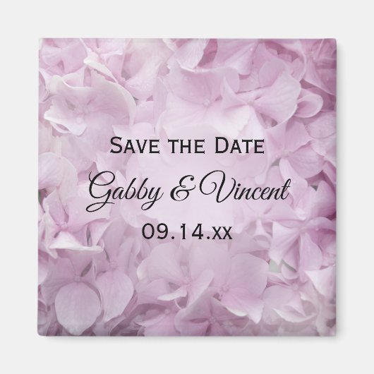 Soft Pink Hydrangea Wedding Save the Date Magneet (Voorkant)