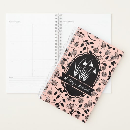 Soft Pink Laurentian Floral Pattern Custom Name Planner (Display)