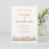 Soft Pink Minimalist Floral Wedding Save The Date (Debout devant)