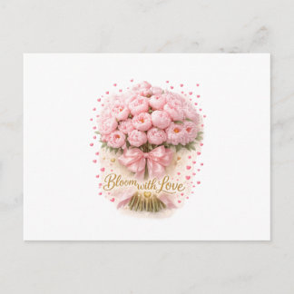 Soft Pink Peonies Bouquet Bloom With Love Postcard Briefkaart