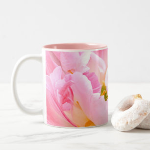 "SOFT PINK PEONY TWEE-TONE MOK" TWEETone COFFEE MU Tweekleurige Koffiemok