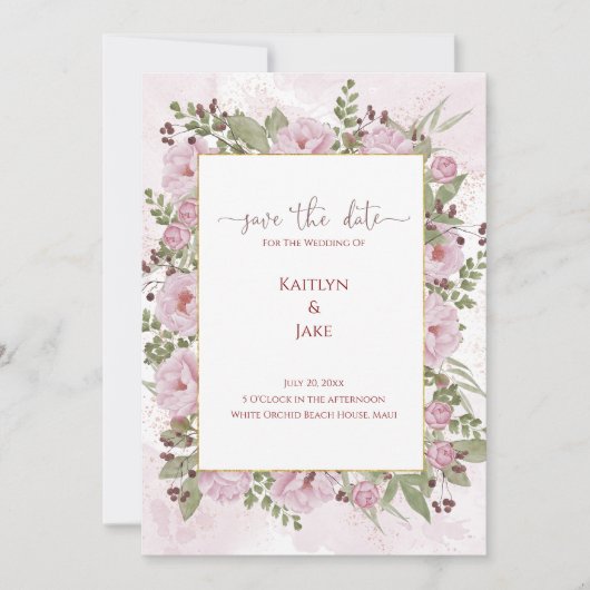 Soft Pink Peony Wedding Invitation (Devant)