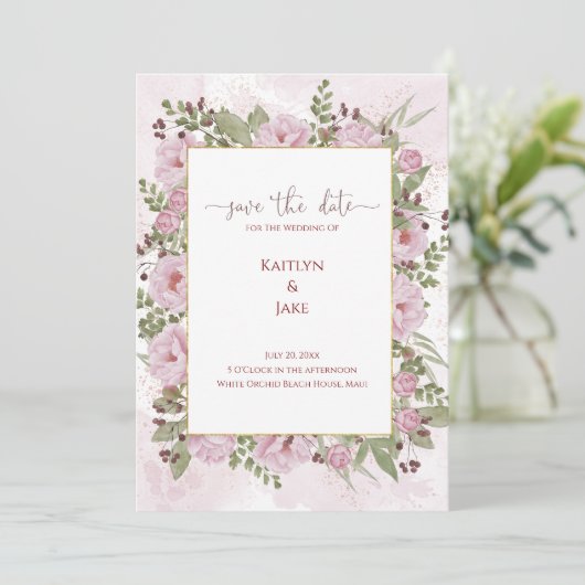 Soft Pink Peony Wedding Invitation (Debout devant)