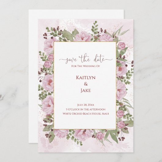 Soft Pink Peony Wedding Invitation (Devant / Derrière)