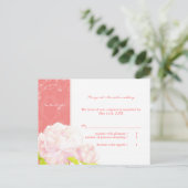 Soft Pink Peony Wedding RSVP Uitnodiging Briefkaart (Staand voorkant)