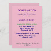 Soft Pink & Purple Confirmation Invitation (Devant / Derrière)