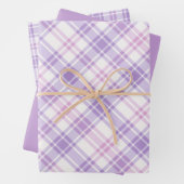 Soft Pink, Purple & White Plaid Inpakpapier Vel (In situ)