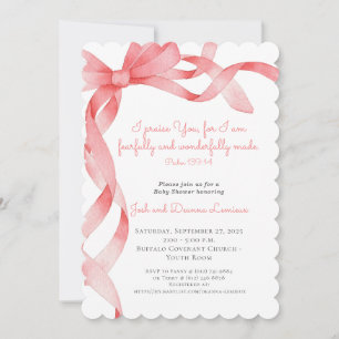 Soft Pink Ribbon Baby shower Uitnodiging