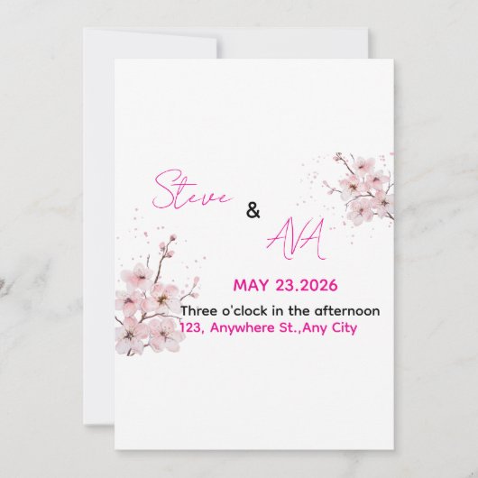 Soft Pink Romantic Wedding Invitation | Elegant &  Kaart (Voorkant)