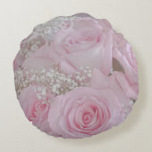 Soft Pink Roses and Baby's Breath Rond Kussen (Achterkant)