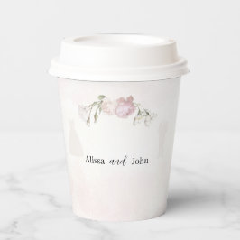 Soft Pink Roses & Bride and Groom Collection Papieren Bekers