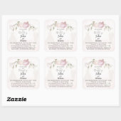 Soft Pink Roses & Bride and Groom Collection Vierkante Sticker (Vel)