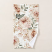 Soft Pink Roses Watercolor Floral Print Botanical (Serviette à main)