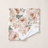 Soft Pink Roses Watercolor Floral Print Botanical (Gant de toilette)