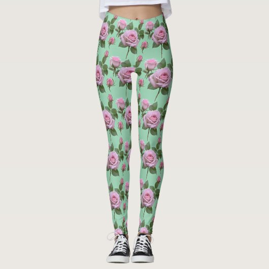 Soft Pink Roses With Subtle Lavender Highlights  Leggings (Voorkant)