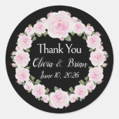 Soft Pink Roses Wreath Names Sticker (Devant)