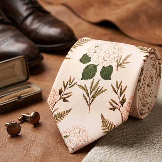  Soft Pink & Sage Botanical  Stropdas