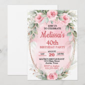 Soft Pink & Sage Green Rozen Elk jaar Verjaardag Kaart (Voorkant / Achterkant)