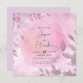Soft Pink Save the Date-Kaart (Voorkant / Achterkant)