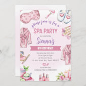 Soft Pink Spa Party Invitation - Relax & Pamper (Devant / Derrière)