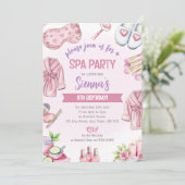 Soft Pink Spa Party Invitation - Relax & Pamper Kaart (Staand voorkant)