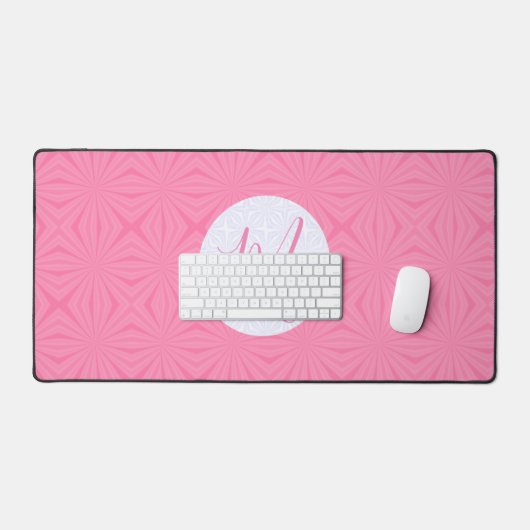 Soft Pink Squiggly Squares Personalized Initial (Clavier et souris)