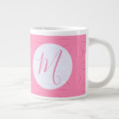Soft Pink Squiggly Squares Personalized Initial Extra Grote Beker (Rechts)