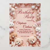 Soft Pink Teddy Bear Birthday Invitation (Recto)