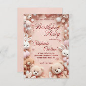 Soft Pink Teddy Bear Birthday Invitation (Devant / Derrière)