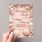 Soft Pink Teddy Bear Birthday Invitation (In situ (ordinateur de poche))