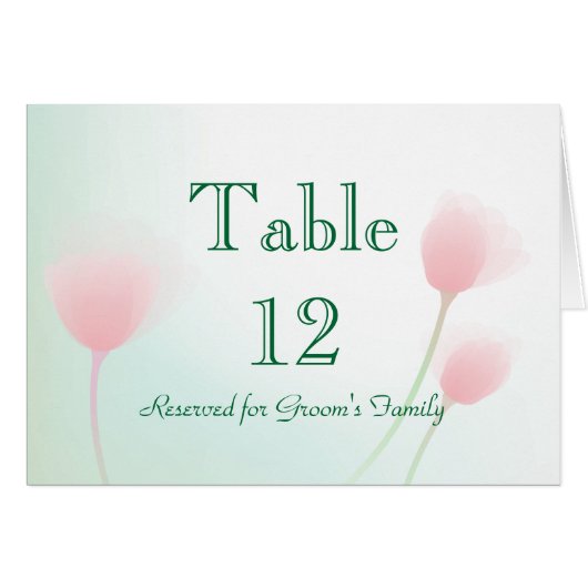 Soft Pink Tulips Mariage Numéro de table (Devant Horizontal)