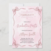 Soft pink watercolor grade invitation with bow (Devant)
