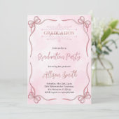 Soft pink watercolor grade invitation with bow (Debout devant)