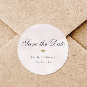 Soft Pink Waterverf Wedding Save the Date Ronde Sticker