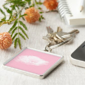 Soft Pink White Peony Floral Sleutelhanger (Zijkant)