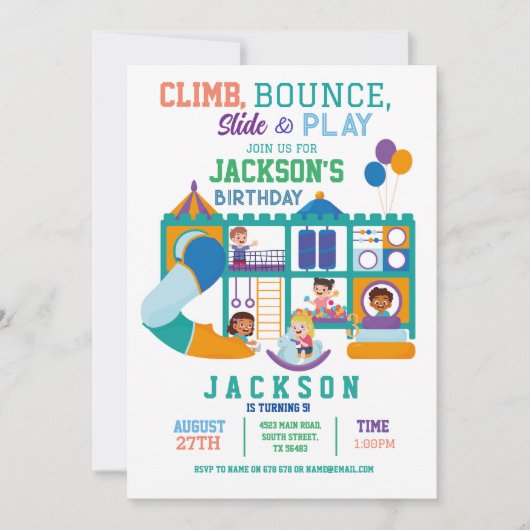 Soft Play Bounce Anniversaire Fête Invitation (Devant)