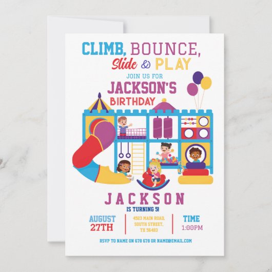 Soft Play Bounce Anniversaire Fête Invitation (Devant)