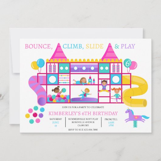 Soft Play Indoor Oerwoud Gym Verjaardagsuitnodigin Kaart (Voorkant)