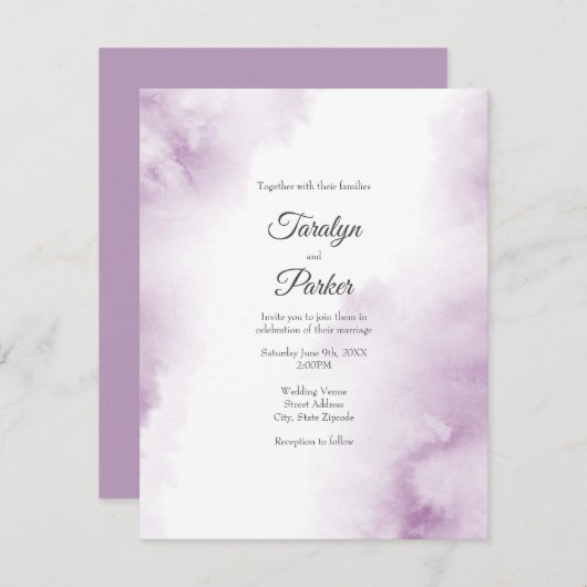 Soft Plum Mauve Waterverf Abstract Kaart (Voorkant / Achterkant)