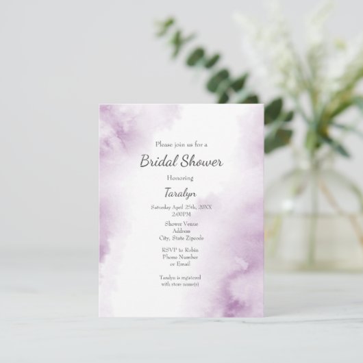 Soft Plum Mauve Waterverf Abstract Lijst Kaart (Staand voorkant)