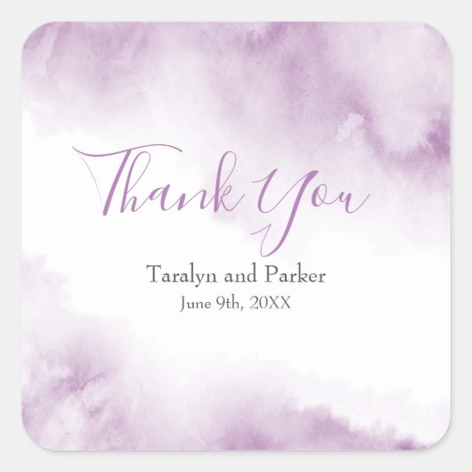 Soft Plum Mauve Waterverf Abstract Lijst Vierkante Sticker (Voorkant)