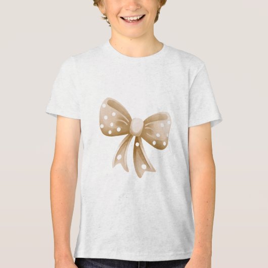 Soft Polka Dot Bow Illustration Tri-Blend Shirt (Voorkant)