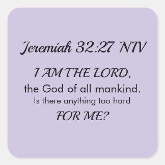 Soft Purple Inspirational Bible Verse Power of God Vierkante Sticker