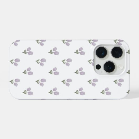 Soft Purple Tulip Pattern Minimal Aesthetic Phone  (Verso Horizontal)