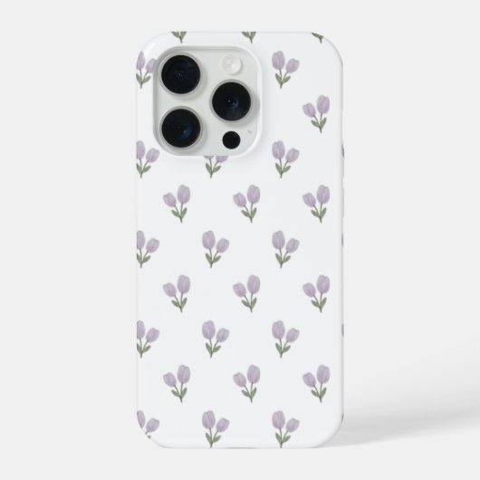 Soft Purple Tulip Pattern Minimal Aesthetic Phone  iPhone Hoesje (Achterkant)