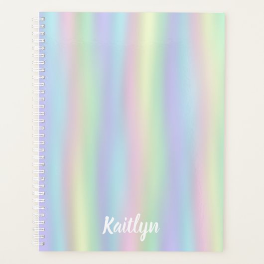 Soft Rainbow Holographic | Gepersonaliseerd Planner (Voorkant)