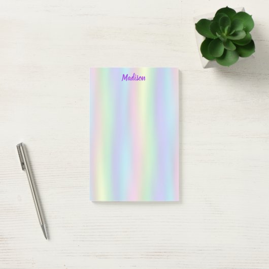 Soft Rainbow Holographic | Gepersonaliseerd Post-it® Notes (Kantoor)