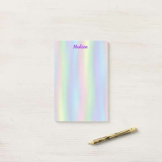 Soft Rainbow Holographic | Gepersonaliseerd Post-it® Notes (Op bureau)
